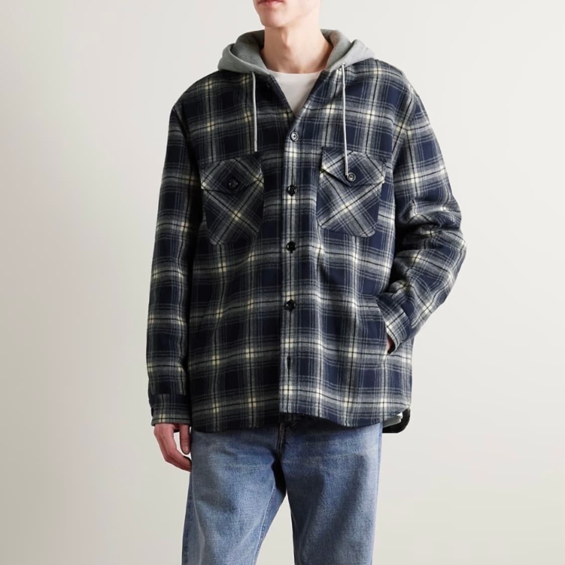 [S+급/50] 셀린느 체크 코튼 후드 오버셔츠 자켓 상품이미지10