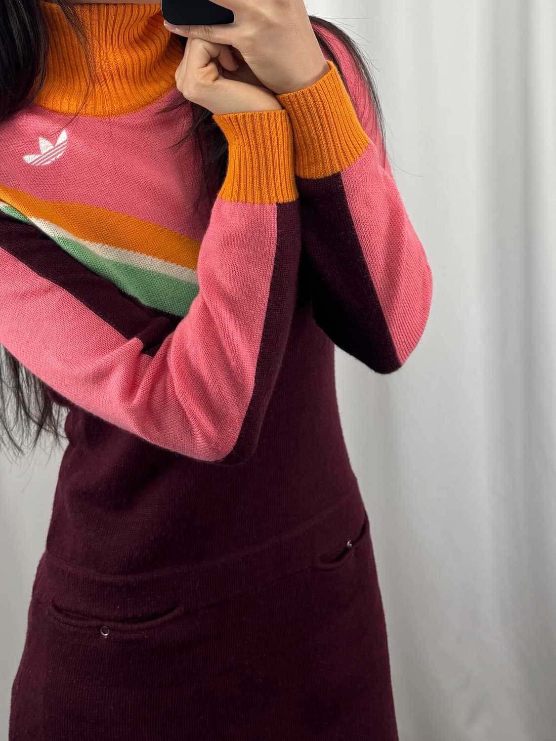 아디다스 멀티컬러 하이넥 니트 원피스 상품이미지1
