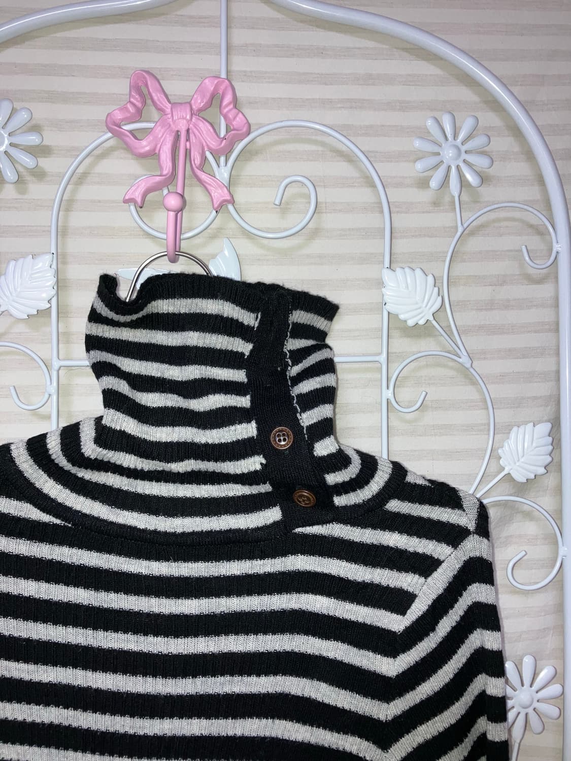 jpn vintage 블랙 그레이 스트라이프 하이넥 긴팔 y2k 스트릿  상품이미지3