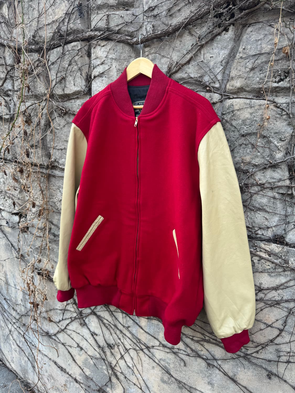 80~90s 할로웨이 빈티지 울 레더암 바시티 자켓 xl 상품이미지3