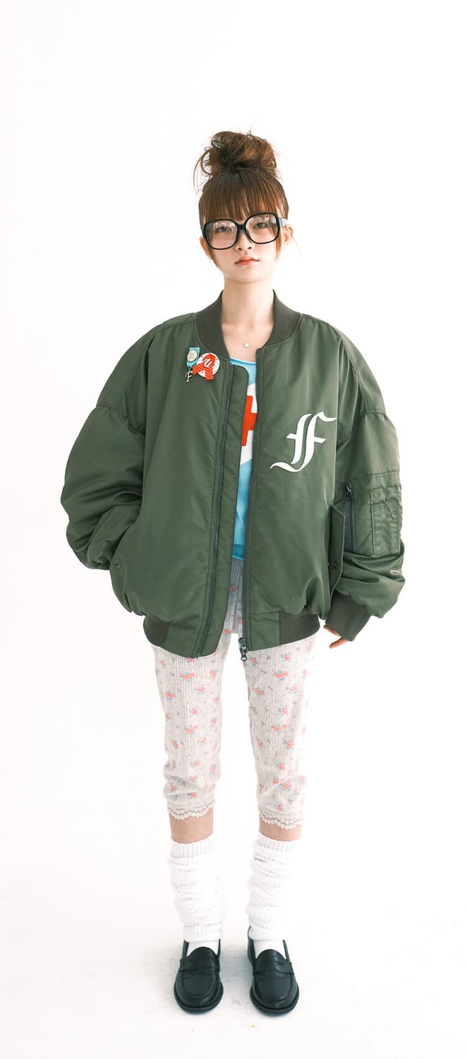 [F.E.E.S] patch bomber padded jacket (kh 상품이미지2