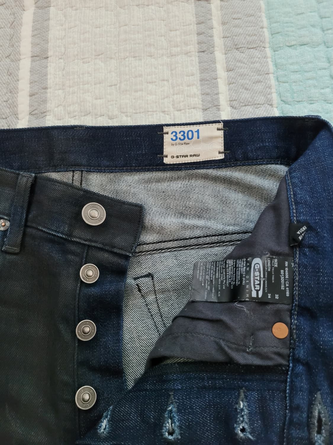 지스타로우 Gstarraw 3301슬림 왁스드 블랙코팅진. 32사이즈 상품이미지5
