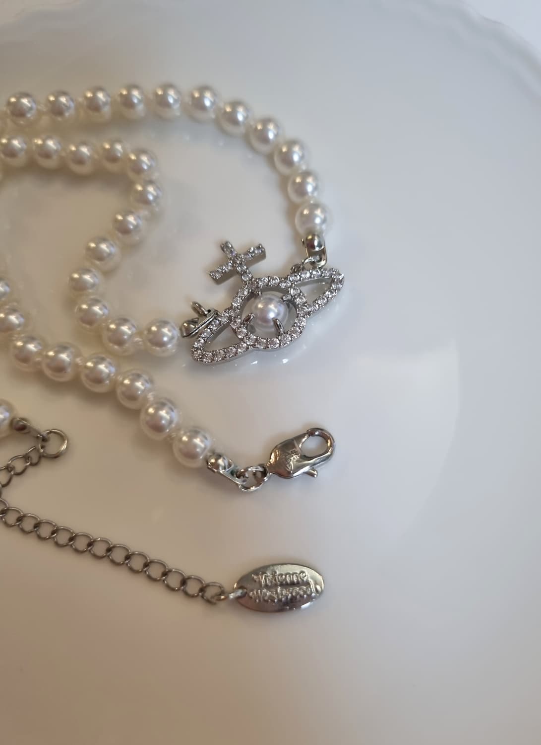 비비안웨스트우드 업사이클링  진주큐빅  진주 목걸이 상품이미지2