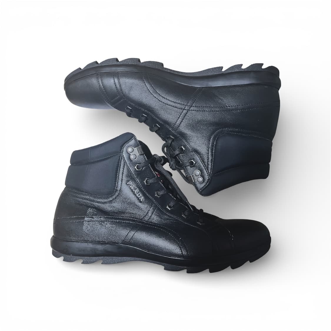 [275] 프라다 스포츠 하이탑 블랙 레더 하이커 부츠 상품이미지1