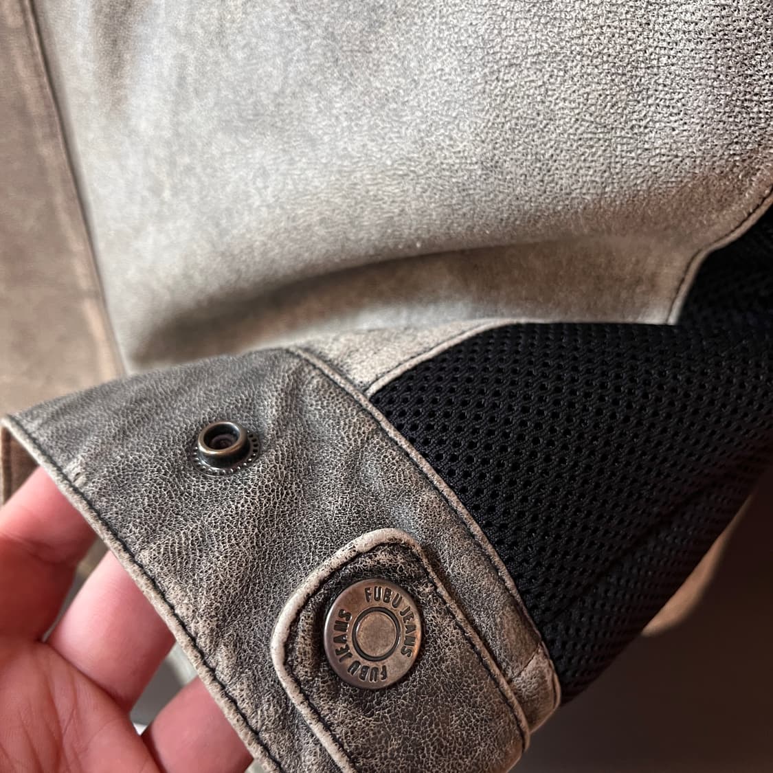 M) FUBU 2004 산양가죽 더티워싱 Y2K 레더자켓 상품이미지7