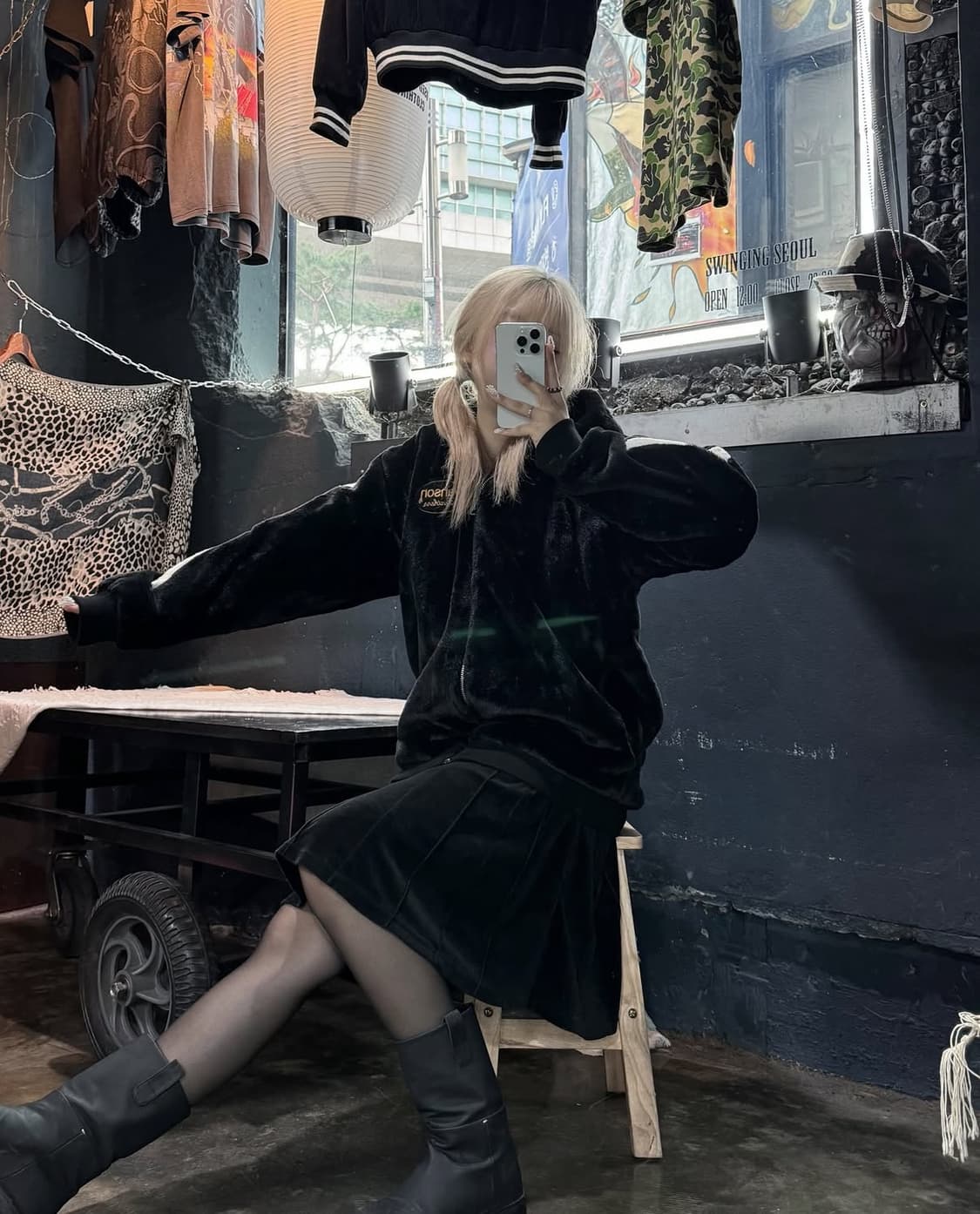 VANSON Leathers bone fur hoodie 상품이미지1