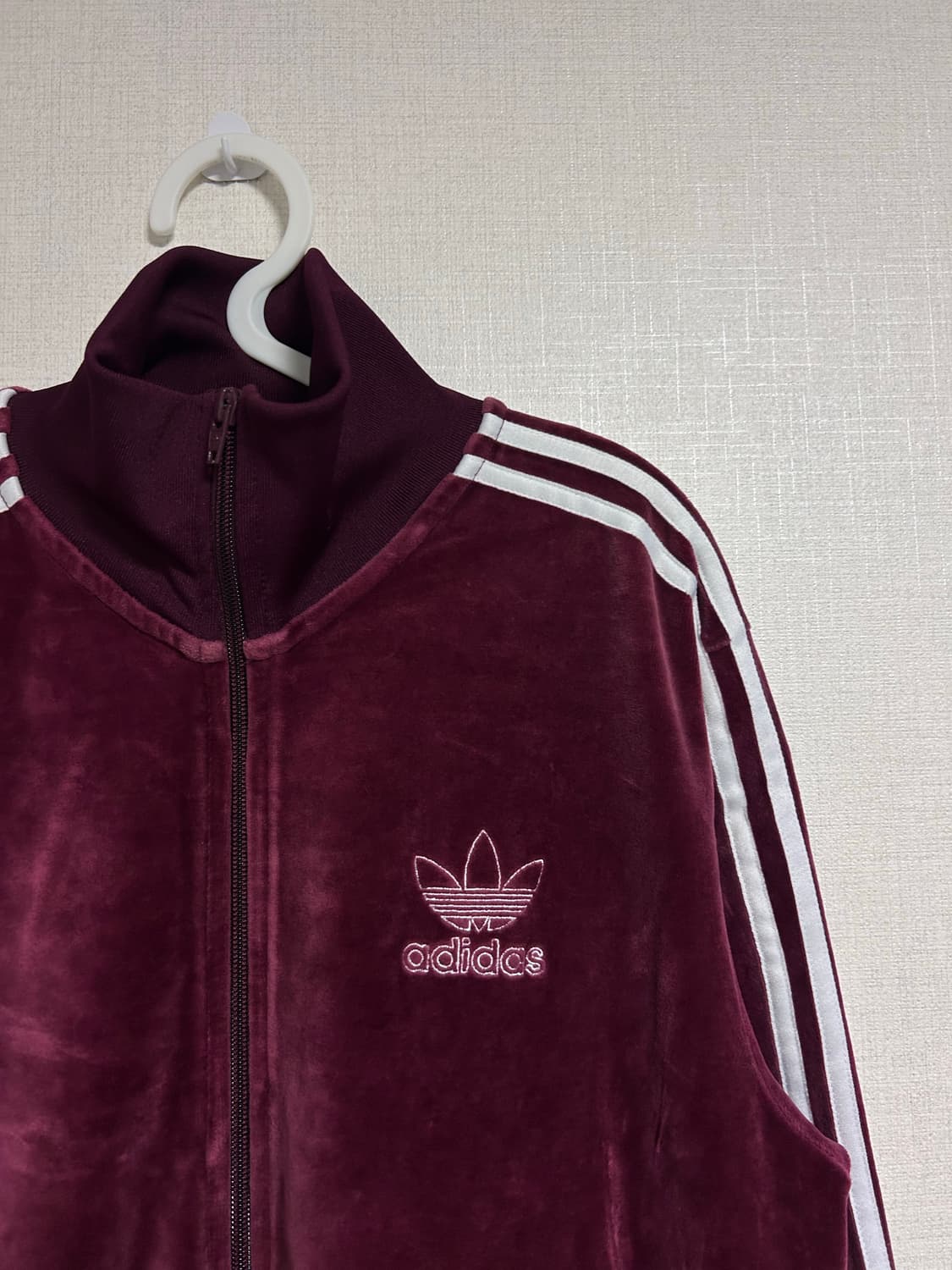 아디다스 대장 파이어버드 벨루어 벨벳 져지 버건디 레드 M  상품이미지7