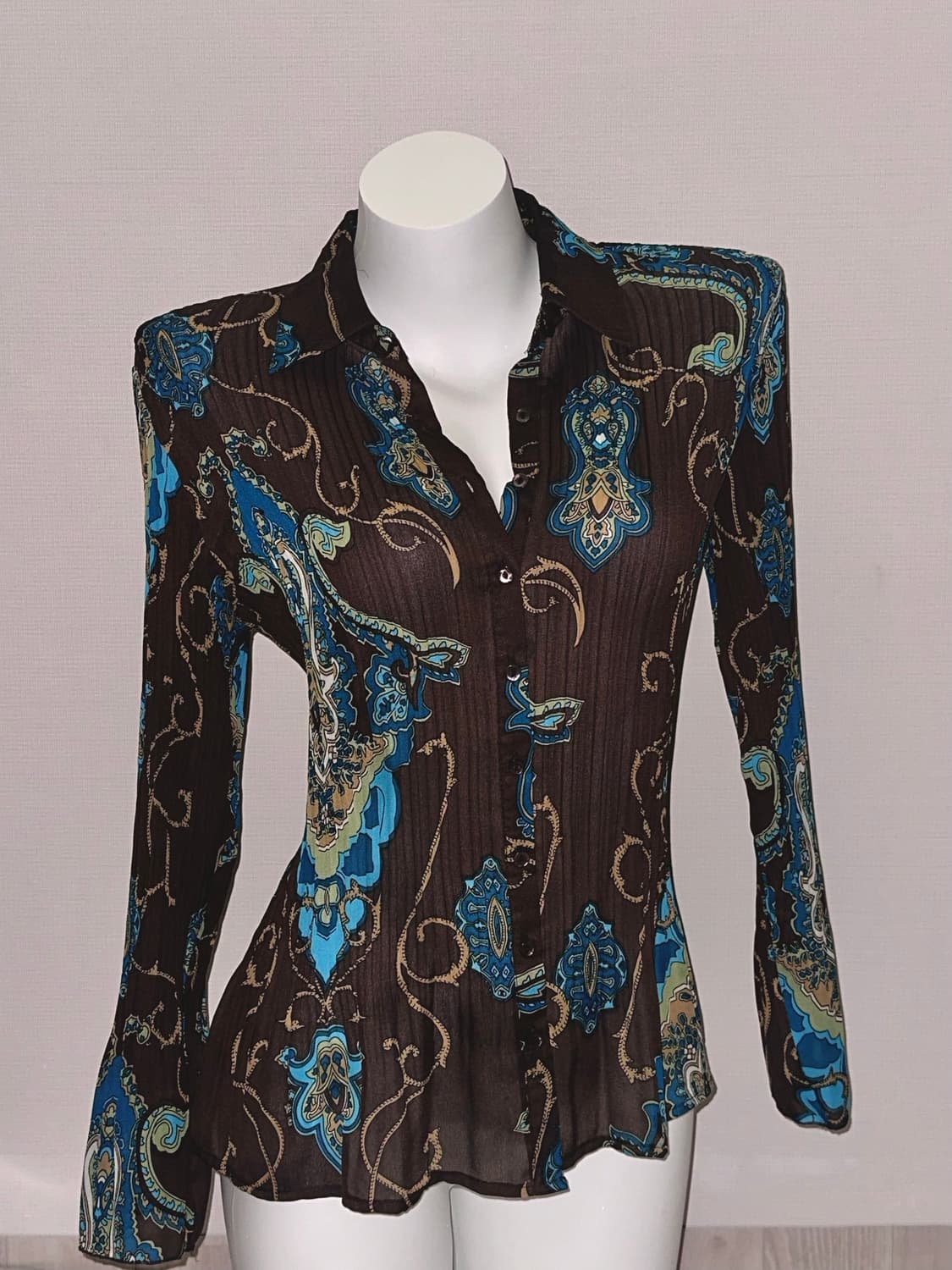 빈티지 오리엔탈 플리츠 블라우스 상품이미지1