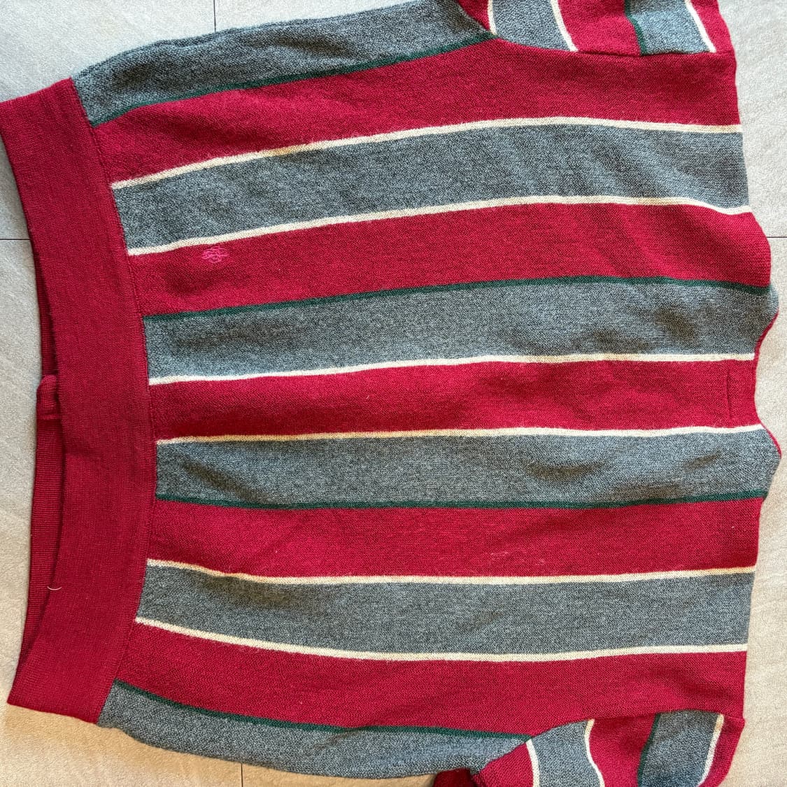 라코스테 그레이 , 버건디 스트라이프 울 가디건 자켓 해 상품이미지9