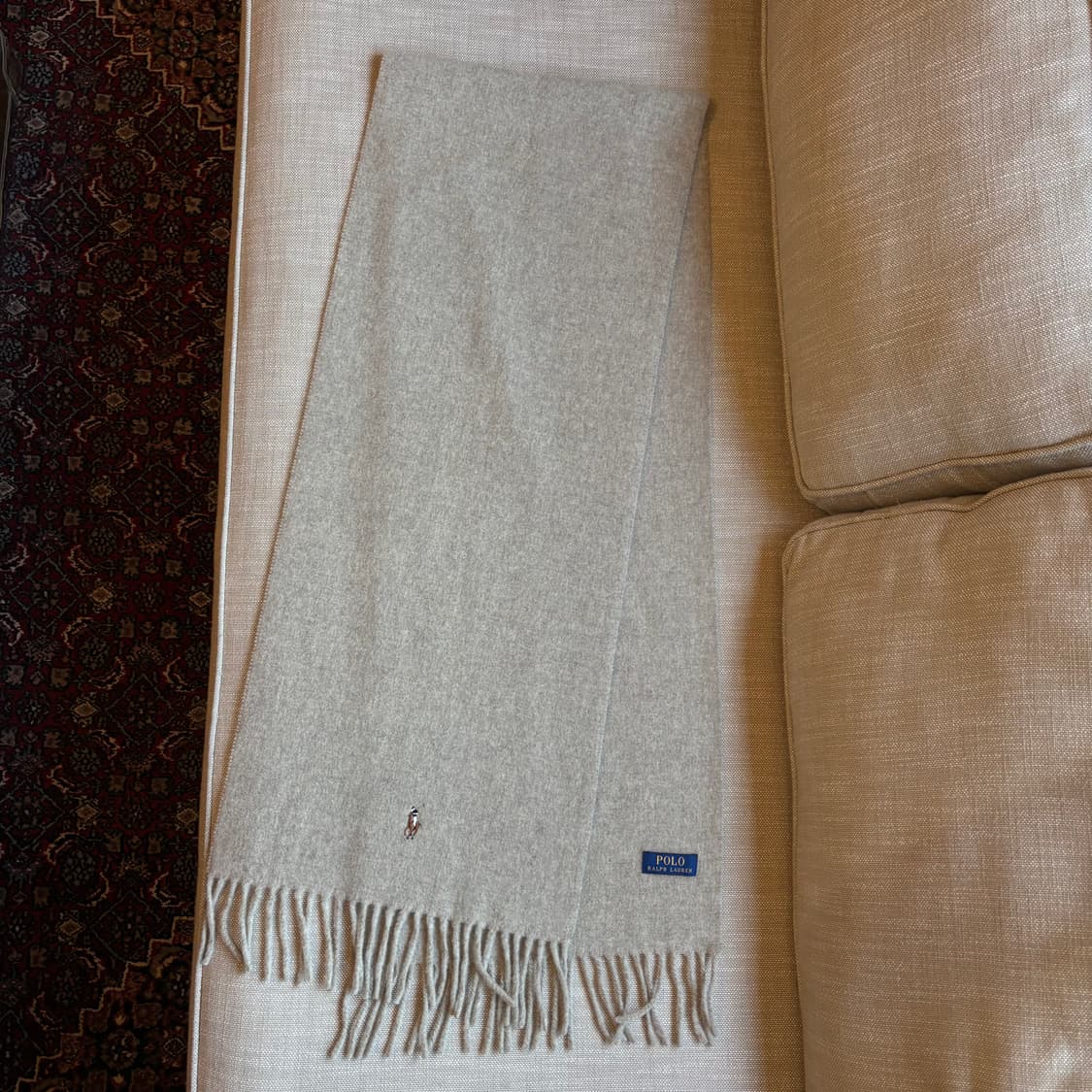 폴로 랄프로렌 울 머플러 시그니처 로고 오트밀컬러-남여공용 상품이미지4