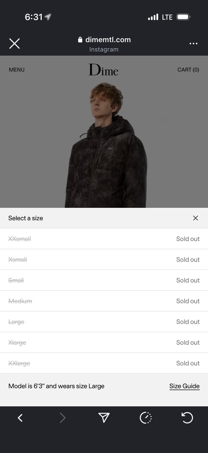 다임 Dime 패딩 푸퍼 xl 스모크브라운 새제품 상품이미지8