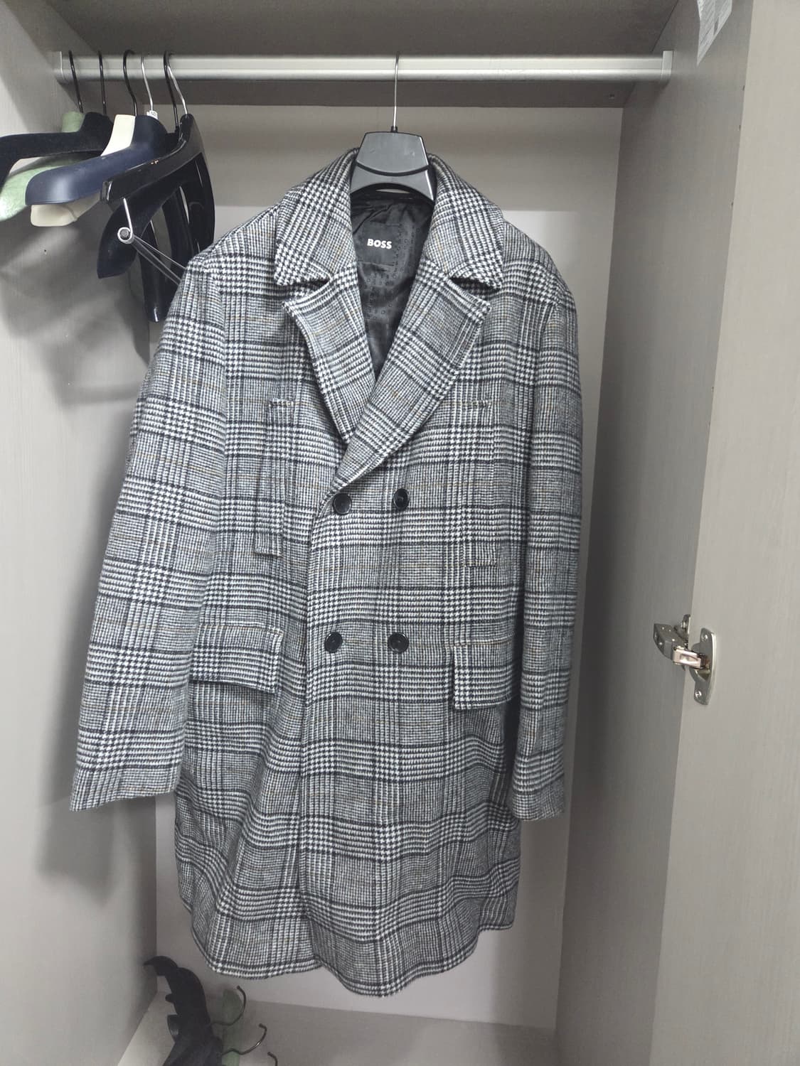 BOSS 보스 남성 체크 더블 코트 110 상품이미지1
