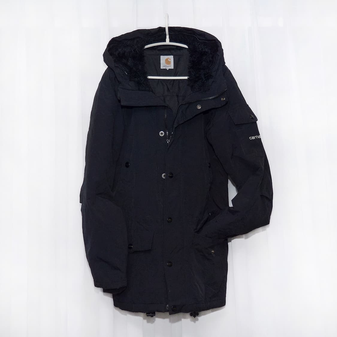 칼하트 WIP 앵커리지 패딩 파카 올블랙 (S 95-100) 상품이미지1