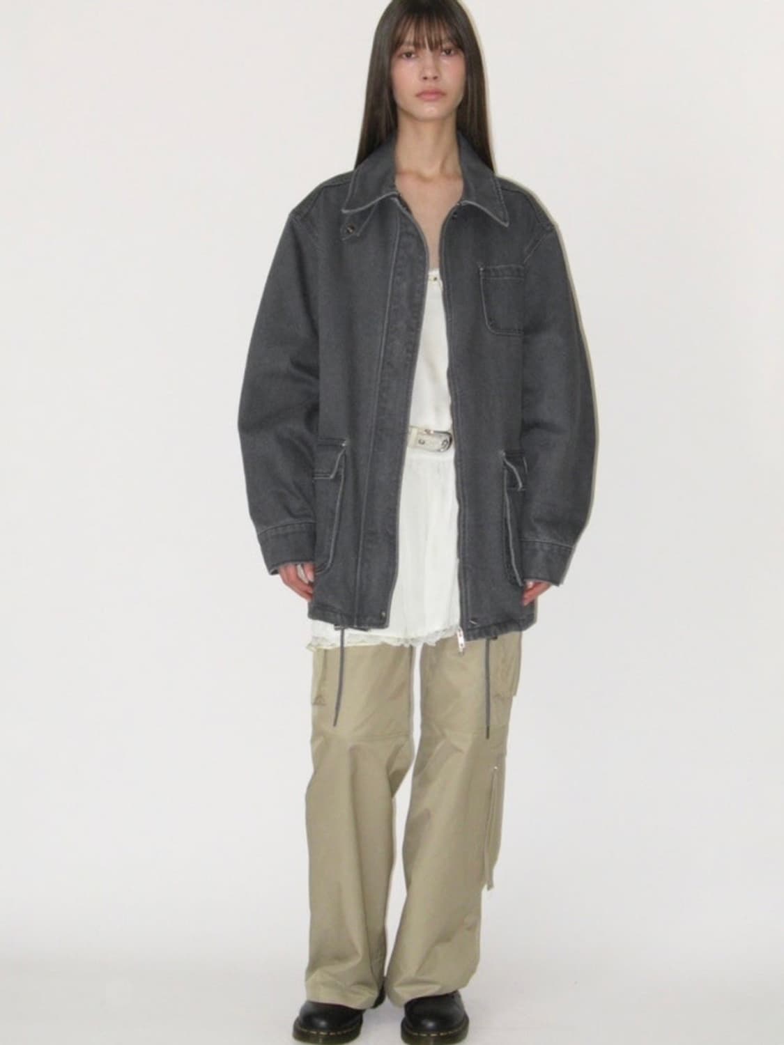 썬번프로젝트 오버사이즈드 워크 자켓 차콜 상품이미지4