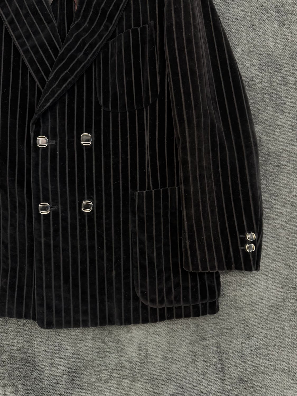 빈티지 벨벳 스트라이프 더블 테일러드 자켓 상품이미지3