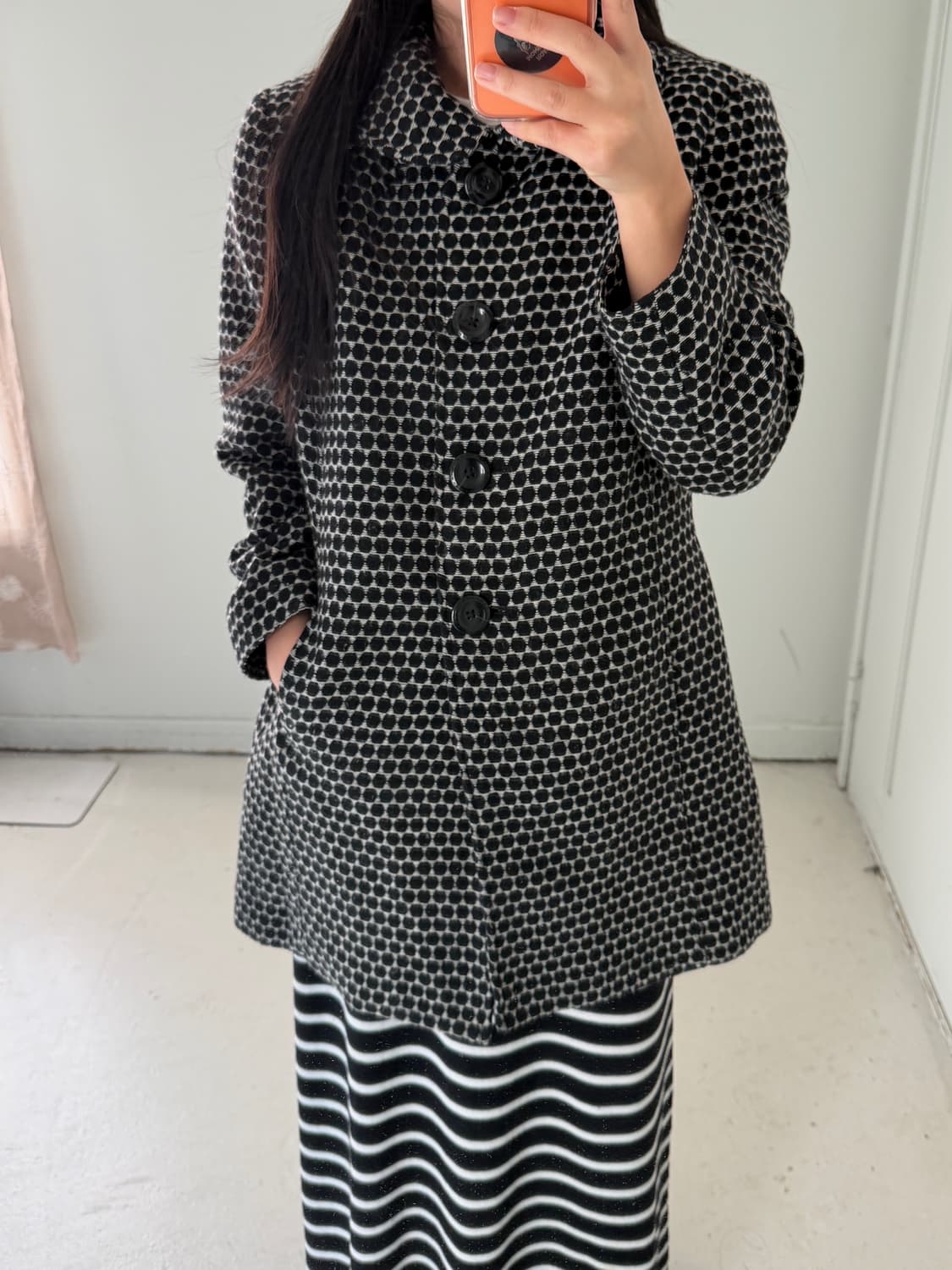 일본빈티지 도트 코트자켓 상품이미지3