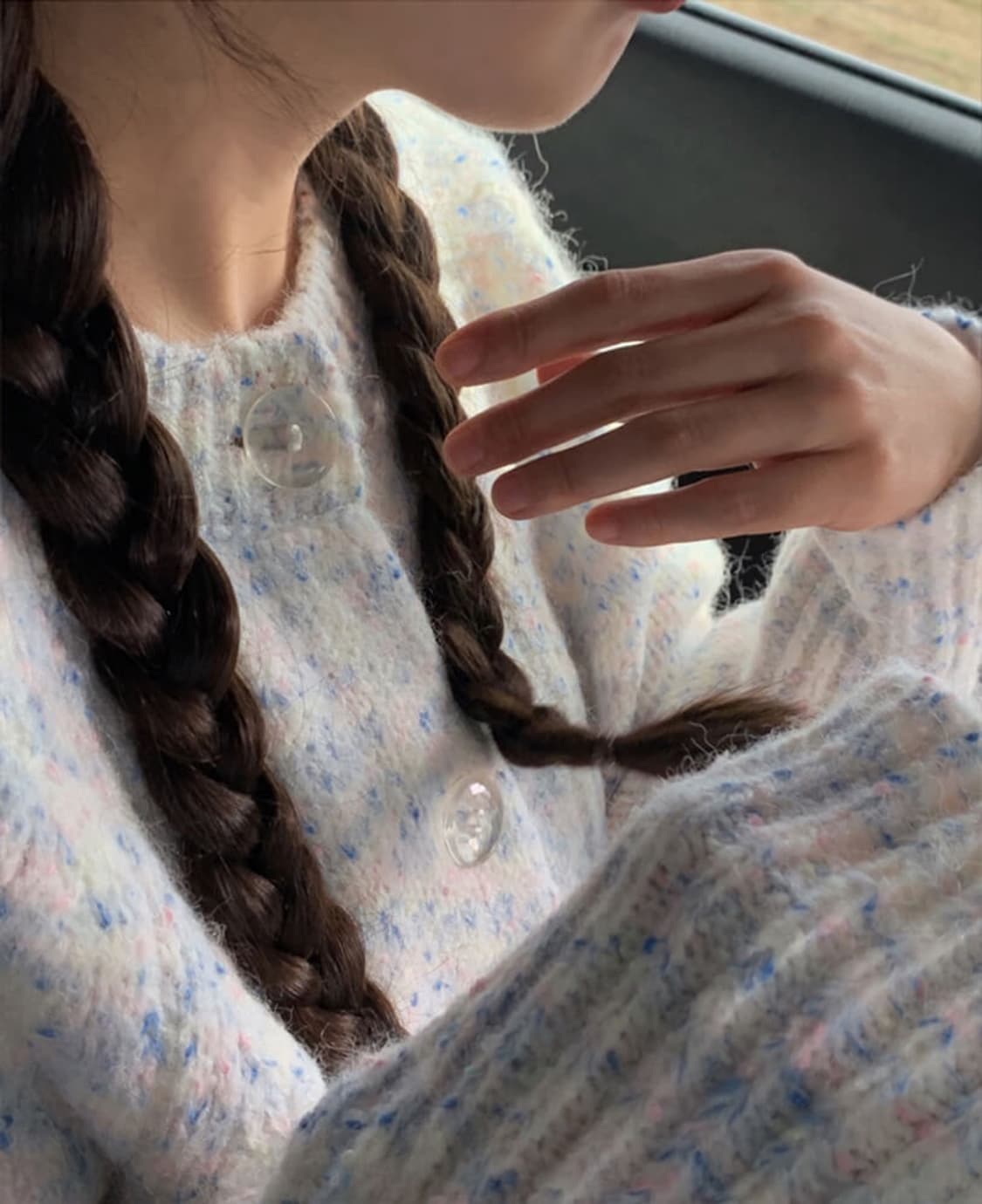 메이비베이비 디어리스트 벌스데이 케이블 알파카 니트 가디건 블루소다 상품이미지3