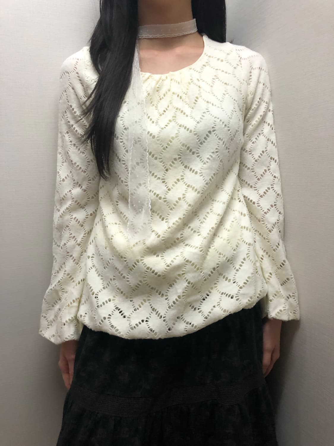 빈티지 화이트 벌룬 핏 니트 상품이미지1