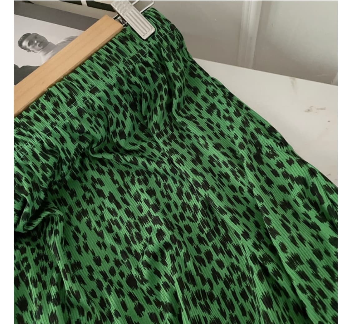 초록 레오파드 밴딩 롱스커트 상품이미지7