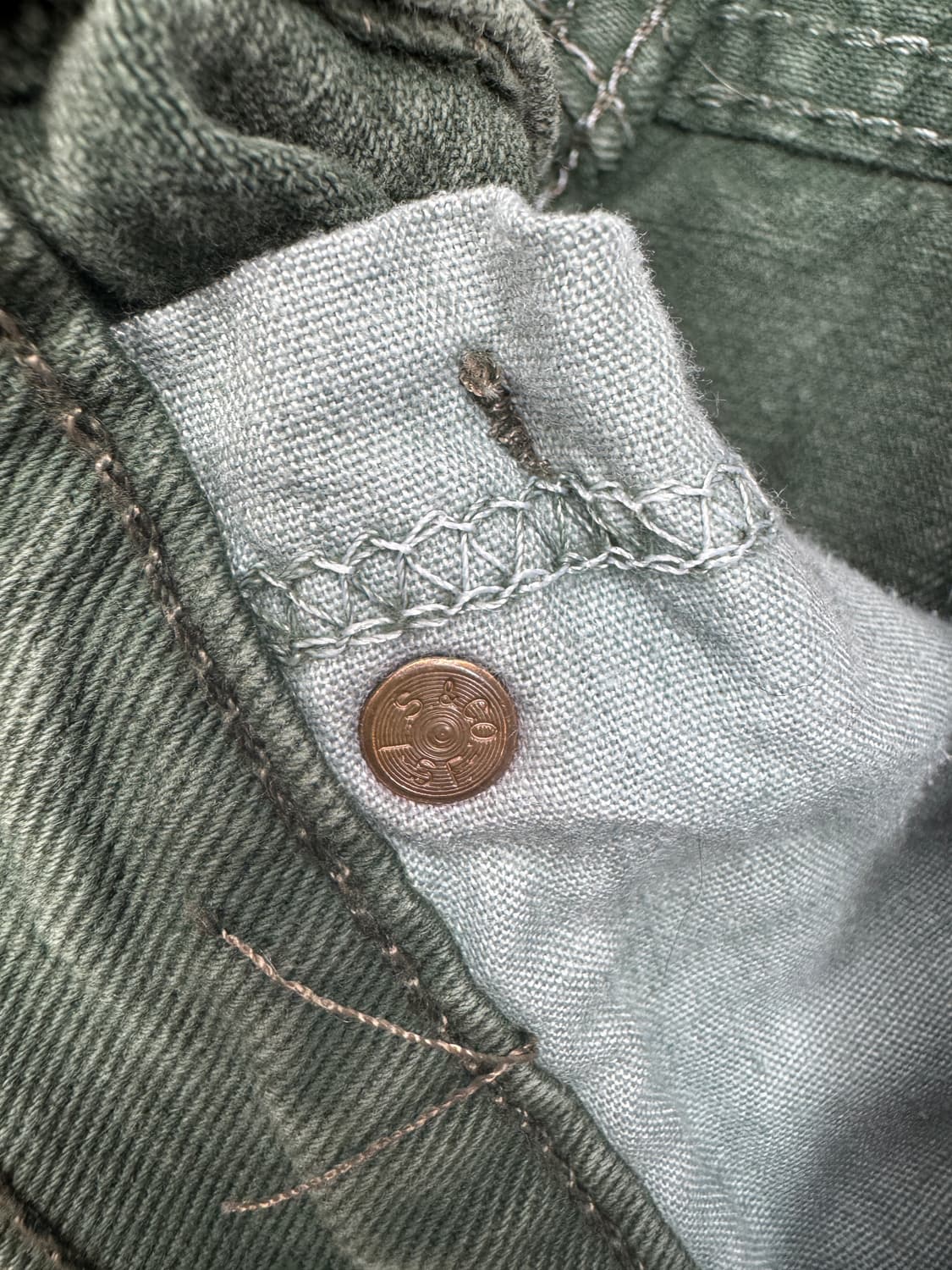 빈티지 90s 리바이스 555 그린(올리브)컬러 오렌지탭 33/32 상품이미지4