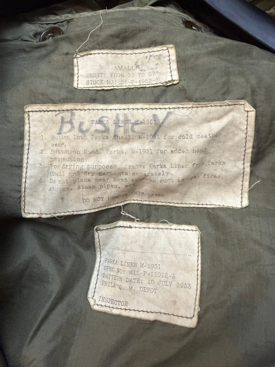 미군 오리지널 M-51 피쉬테일 파카 초기형 상품이미지8