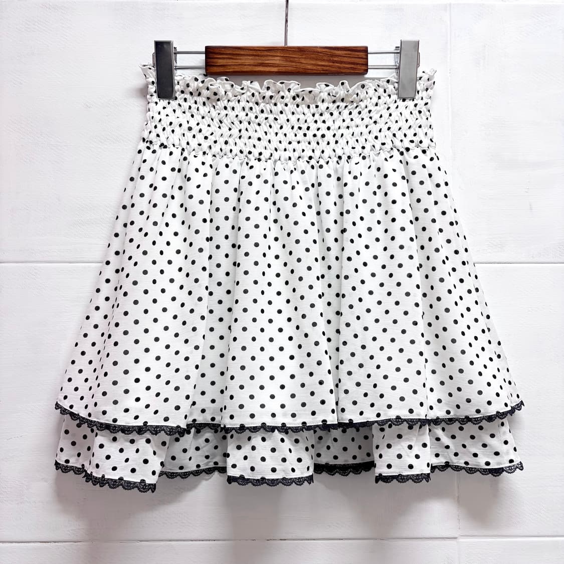 도트 캉캉 레이스 미니 스커트 Made in JAPAN 상품이미지1
