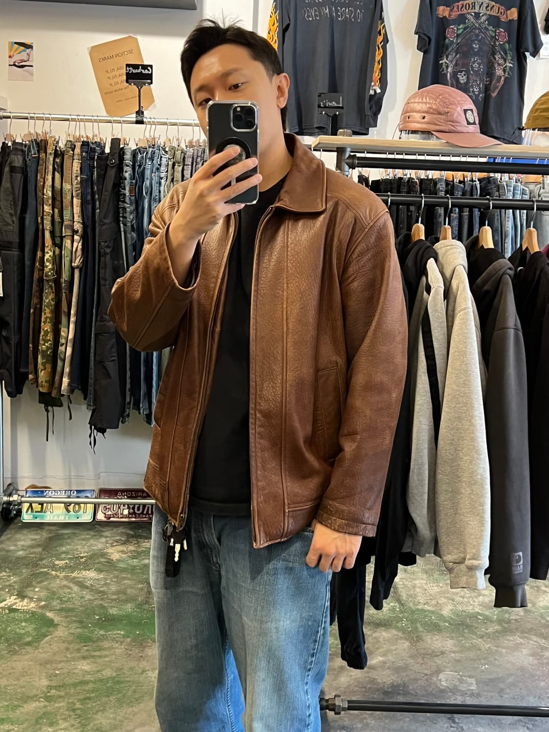 90s [100] INDIAN 빈티지 천연 가죽 블루종 자켓 상품이미지10