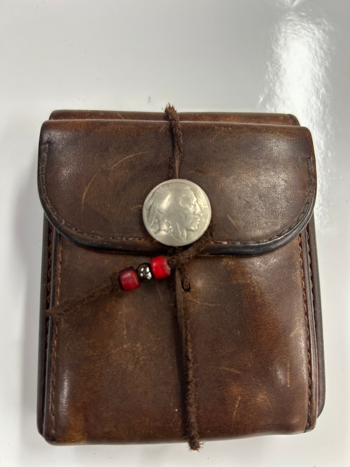 goros 고로스 다크브라운 콘초 새들레더 반지갑 상품이미지1