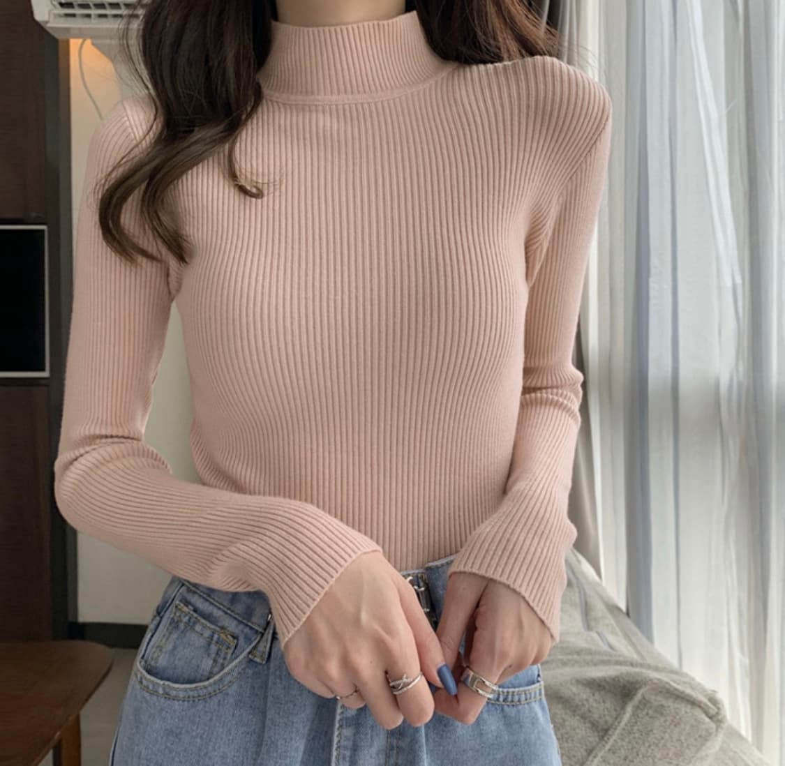 반폴라 골지 슬림니트🔥최저가🔥(8컬러) 상품이미지3