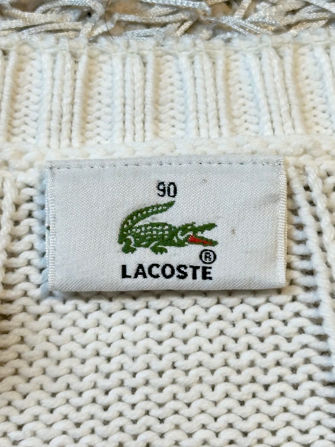 라코스테 LACOSTE 케이블 코튼 꽈배기 니트 화이트 상품이미지7