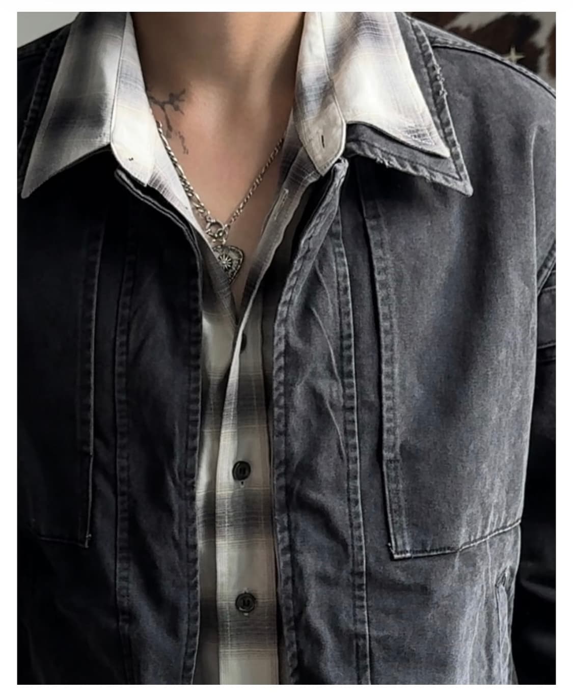 포그서비스 밀리터리 재팬 코튼 체크 ma-1 셔츠 2 상품이미지5