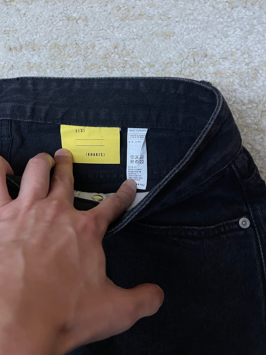 [L] 카키스 흑청 5pocket 셀비지 데님 청바지 khakis 흑청  상품이미지2