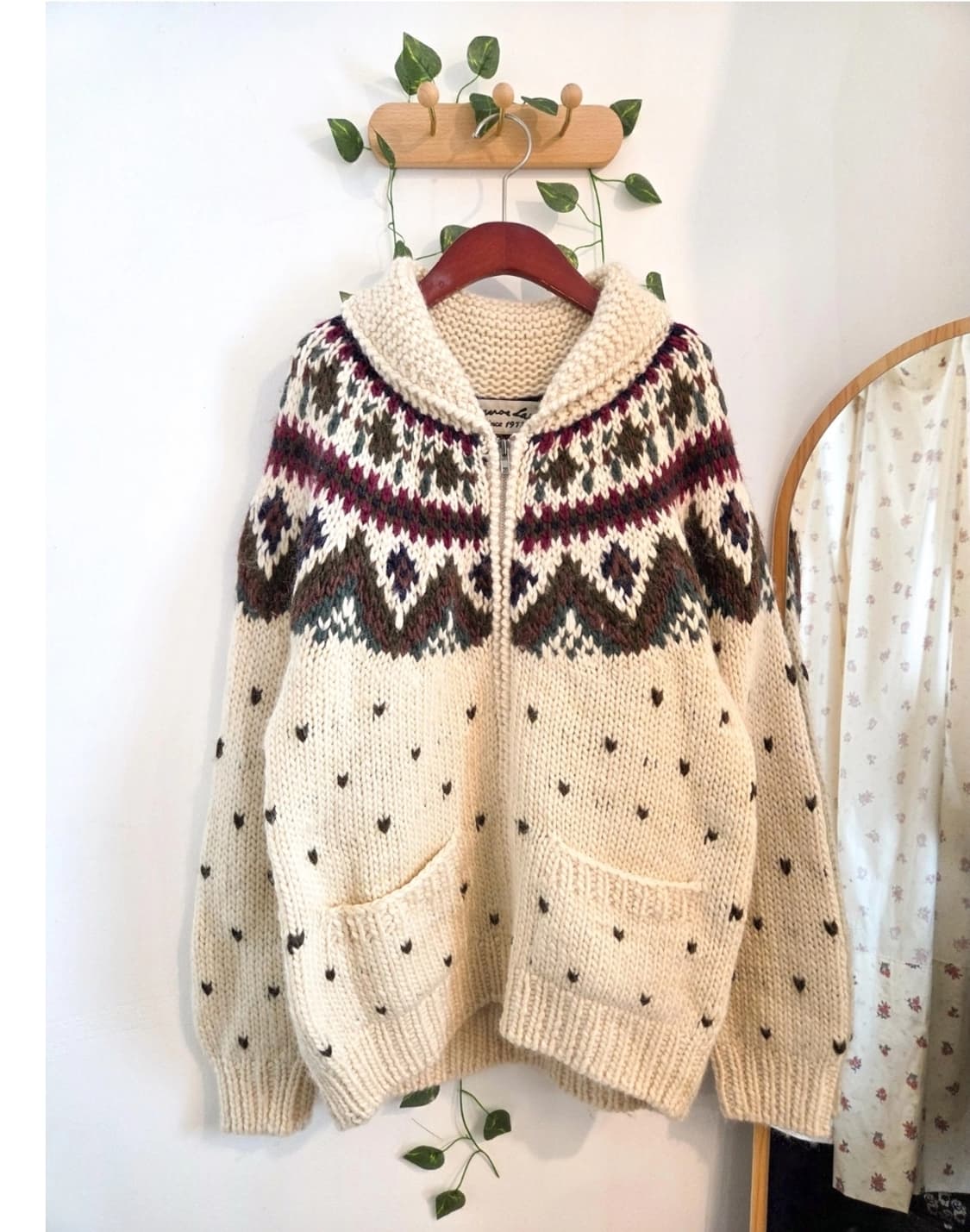 빈티지 노르딕 하트도트 니트가디건 상품이미지1