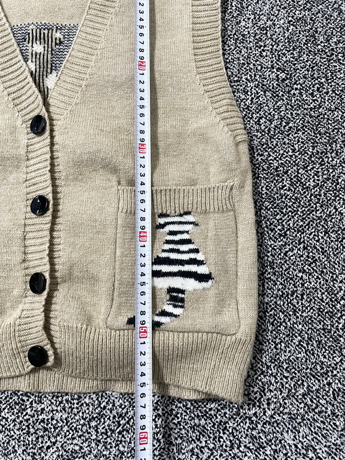 vinteちきゅ. TRUVER  네코 모리걸 니트 조끼 가디건 고양이 상품이미지5