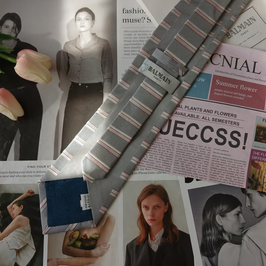 발망 실크 그레이 스트라이프 넥타이 9.5cm A+~A등급 A19569
 상품이미지5