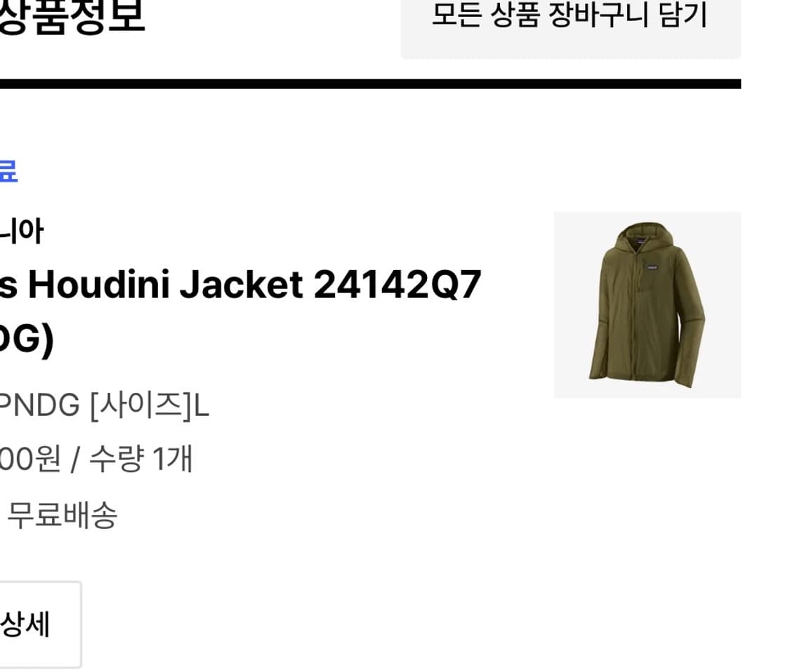 파타고니아 후디니 L pndg색상 단순착용 상품이미지6