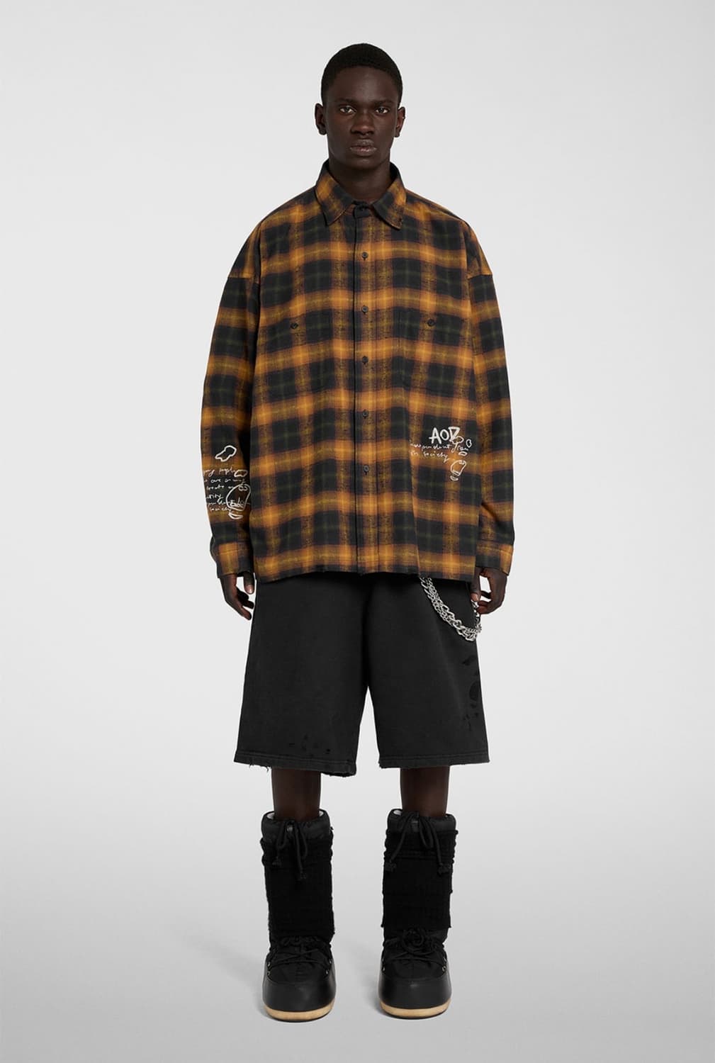 An other date / 오버사이즈 엠브로이더 체크 셔츠 / 48 상품이미지1