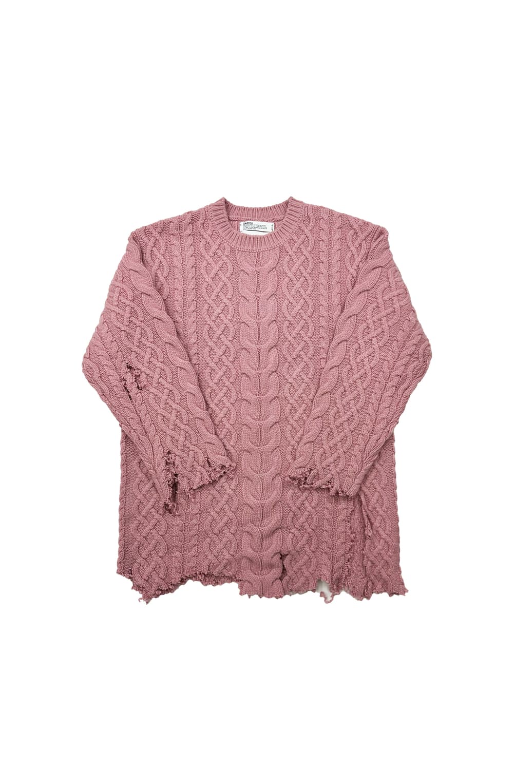 새상품 다이리쿠 데미지 핑크 케이블니트 L 상품이미지1