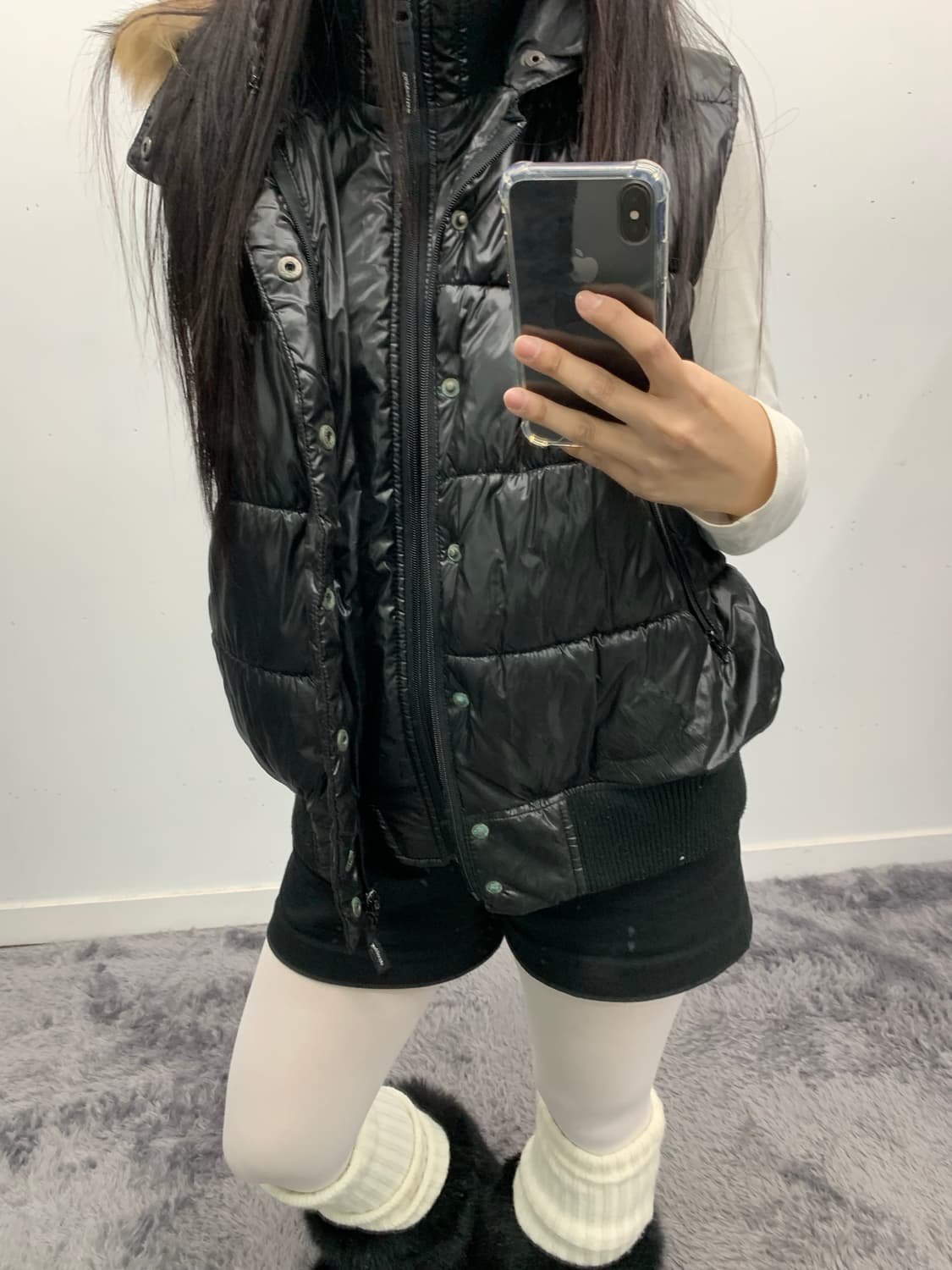 Y2k 투웨이 퍼 다운 베스트 상품이미지1