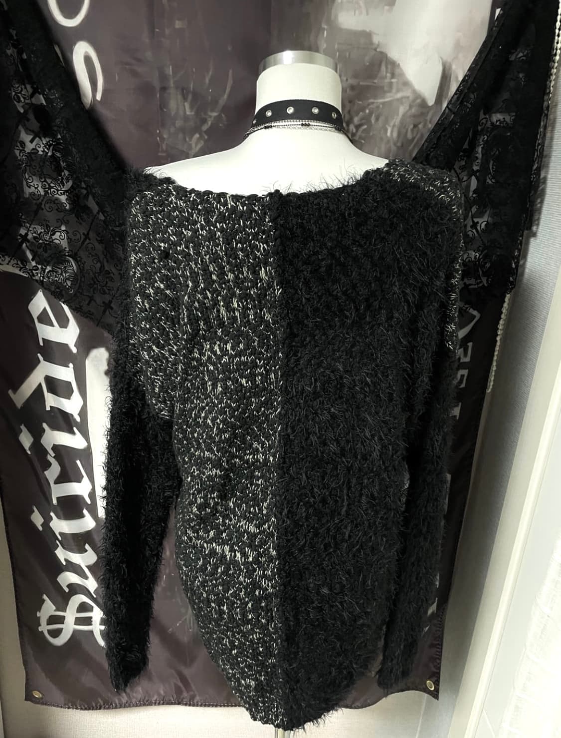 JPN Vkei One Shoulder Fur Knit 상품이미지3