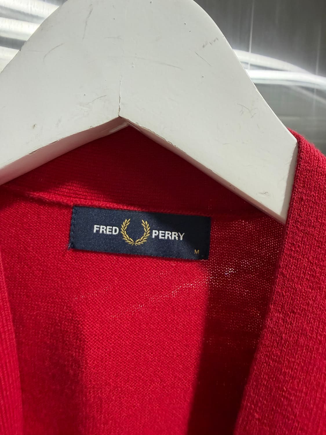 프레디페리 fred perry 팁드 슬리브 가디건 레드 상품이미지6