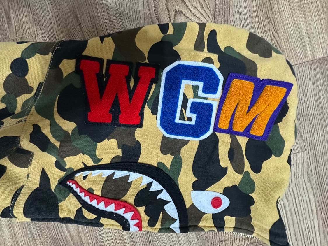 베이프 퍼스트 카모 샤크 풀 집 후드 옐로우 상품이미지4