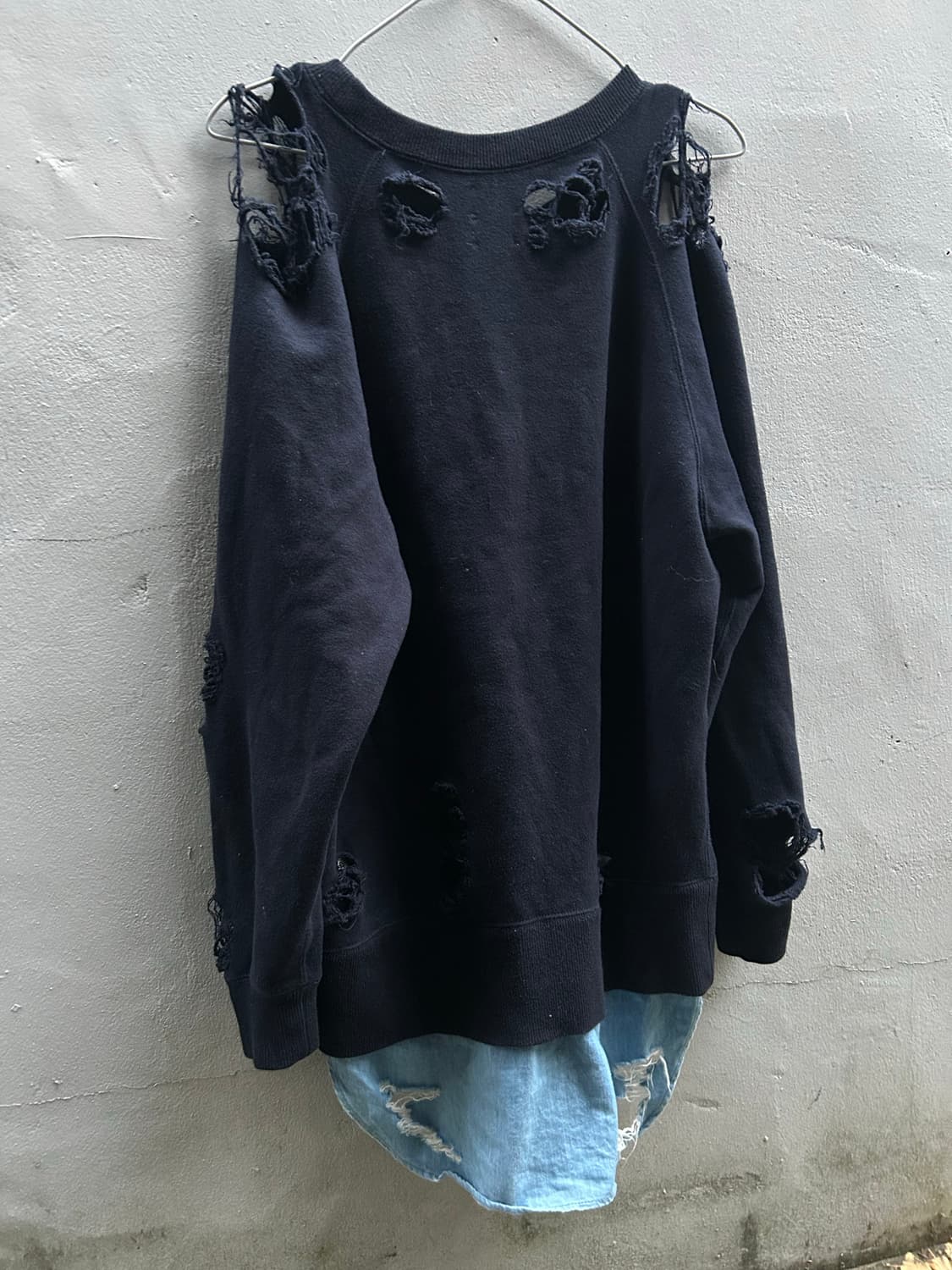 *rare* 2000s 미하라야스히로 데미지 레이어드 맨투맨  상품이미지3