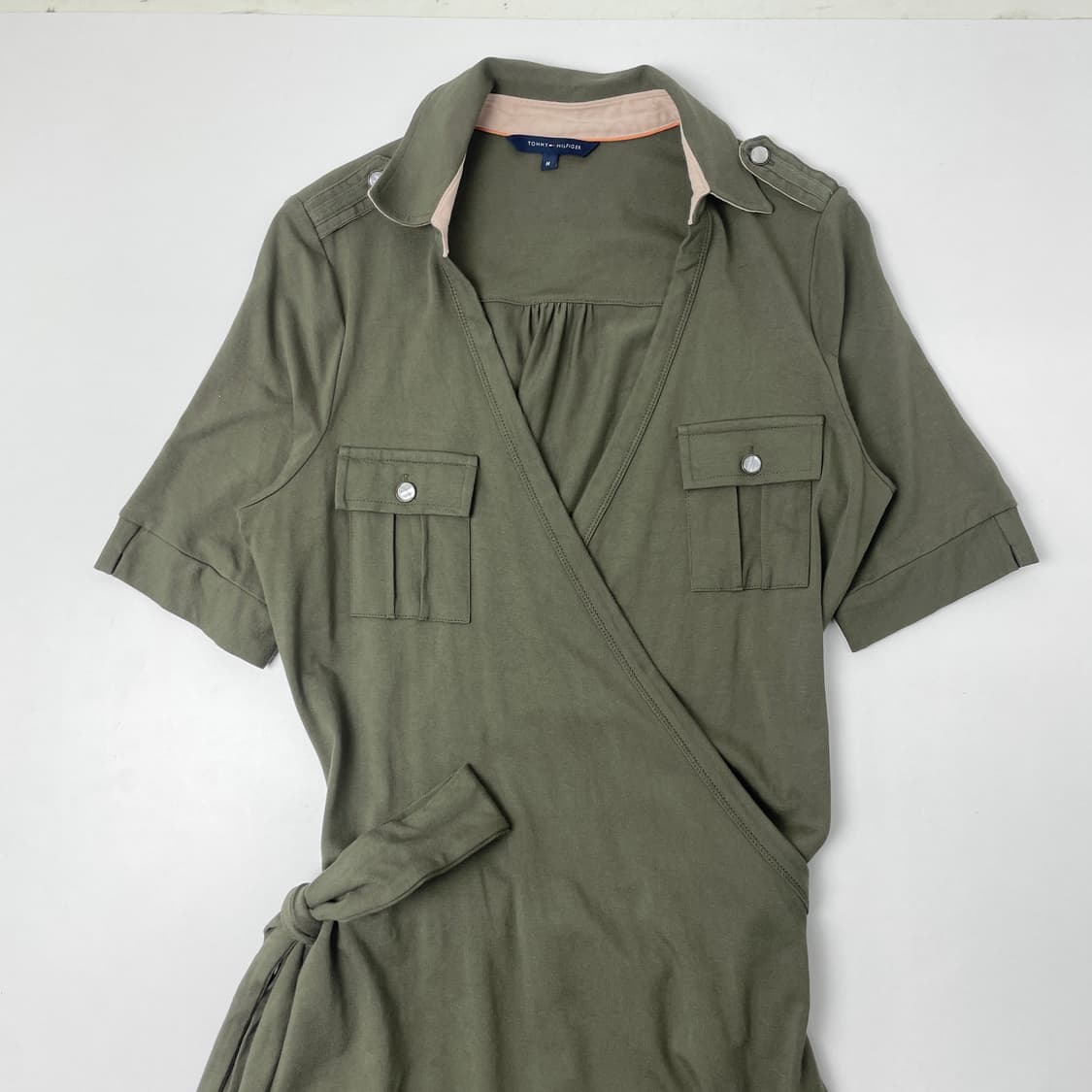 [중고] 타미힐피거 카키 랩 반팔 원피스 상품이미지3