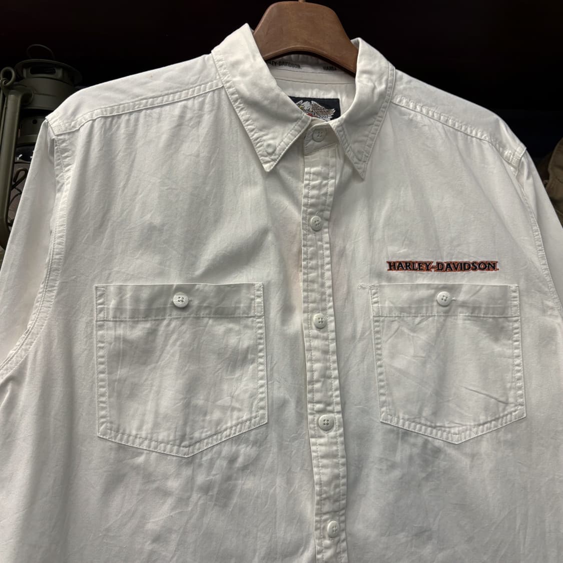 00s 할리데이비슨 더블포켓 라이더 셔츠 쉴드 엠브로이드 N733 상품이미지3