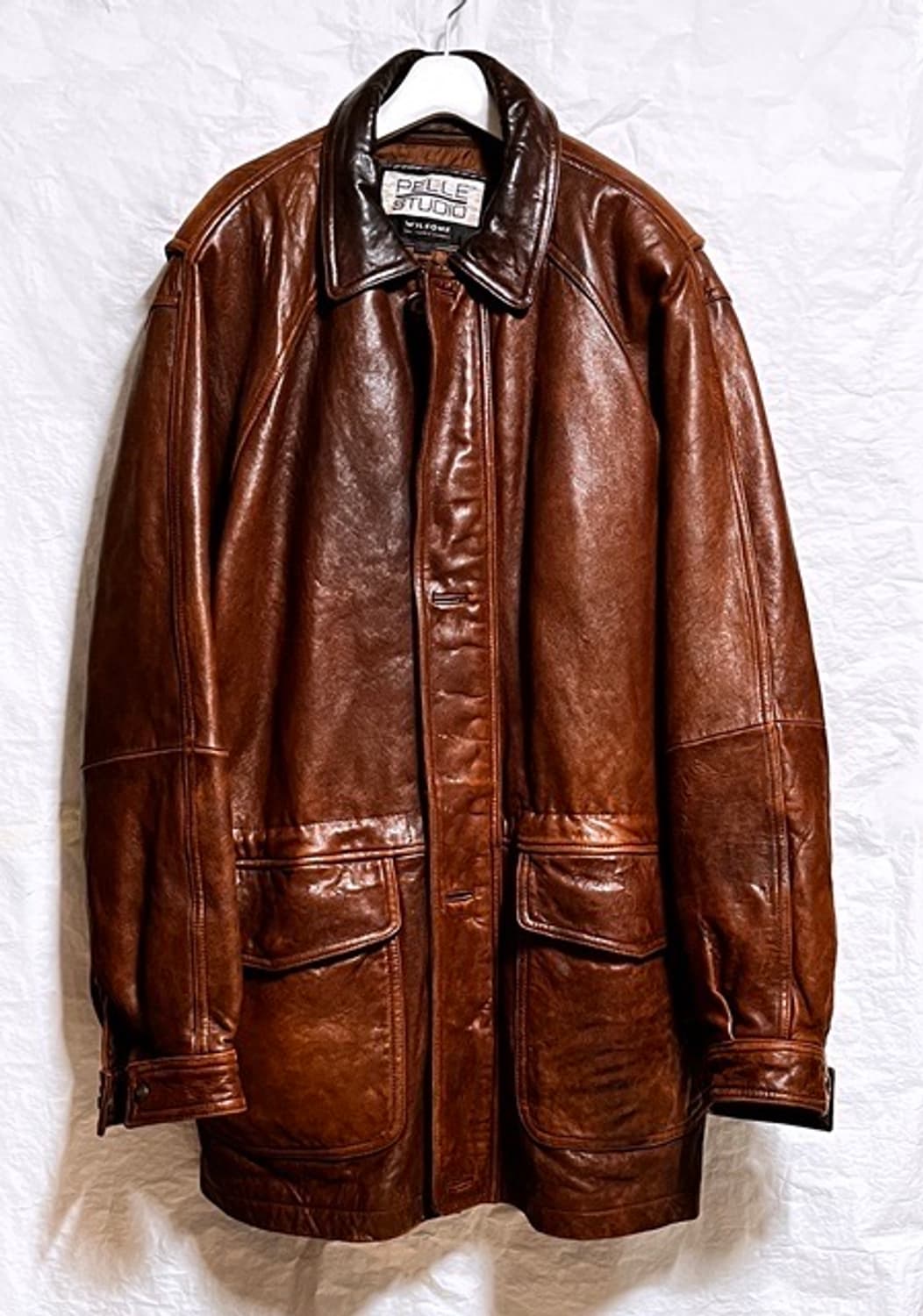 윌슨 루즈 xl 브라운 마호가니 가죽 자켓 코트 루즈핏 상품이미지1