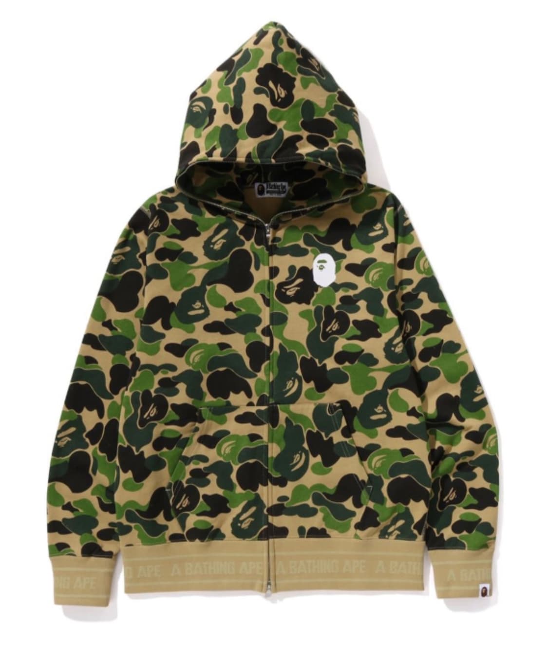 베이프 ABC 카모 로고 립 풀 집 후드 그린 상품이미지1