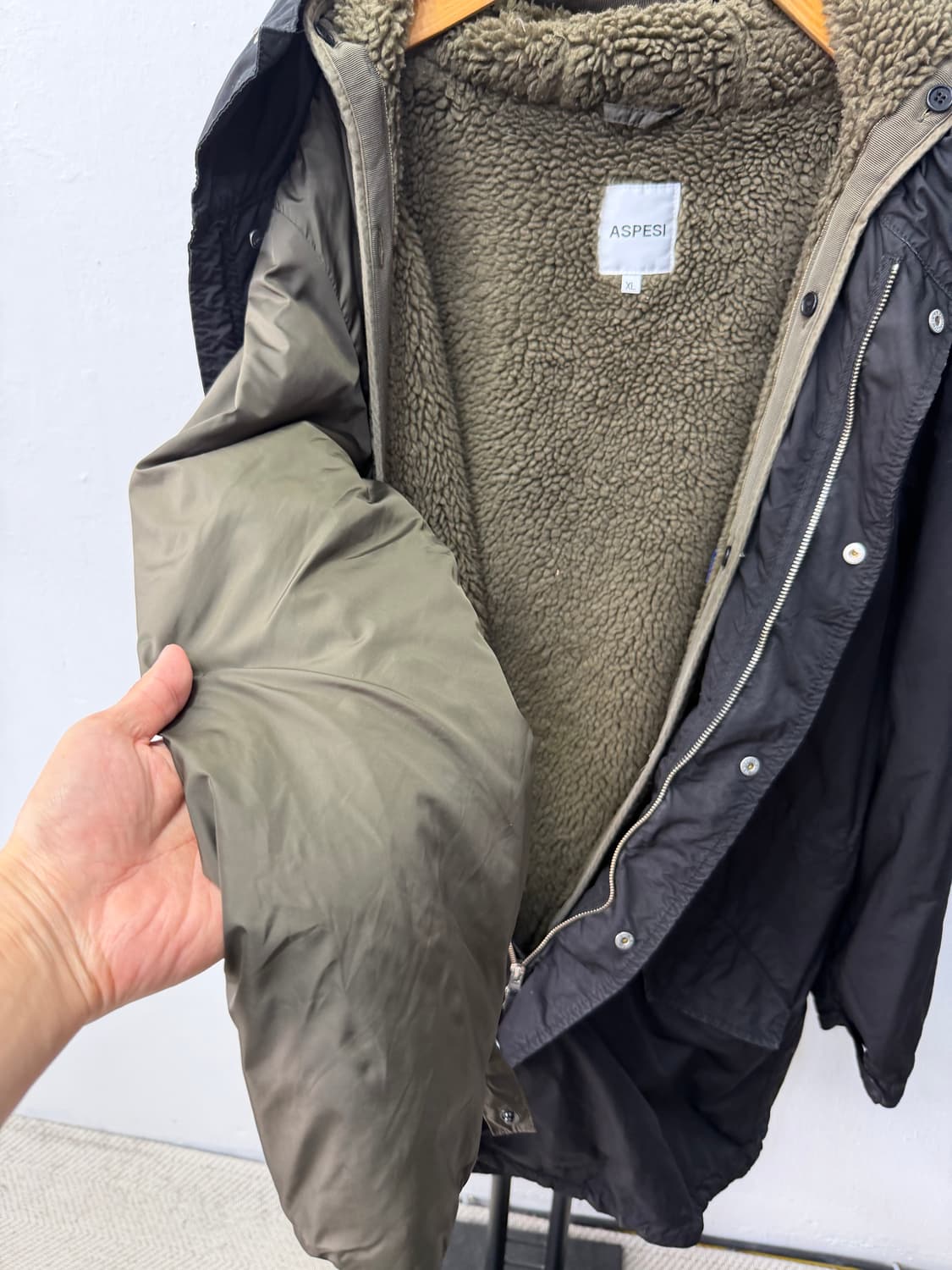 정품) 아스페시 남성 내피분리형 블랙 야상 점퍼 XL 상품이미지5