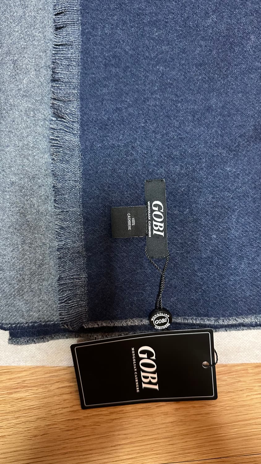 고비 캐시미어 머플러 스카프 목도리 네이비 새제품 170x30cm 상품이미지2