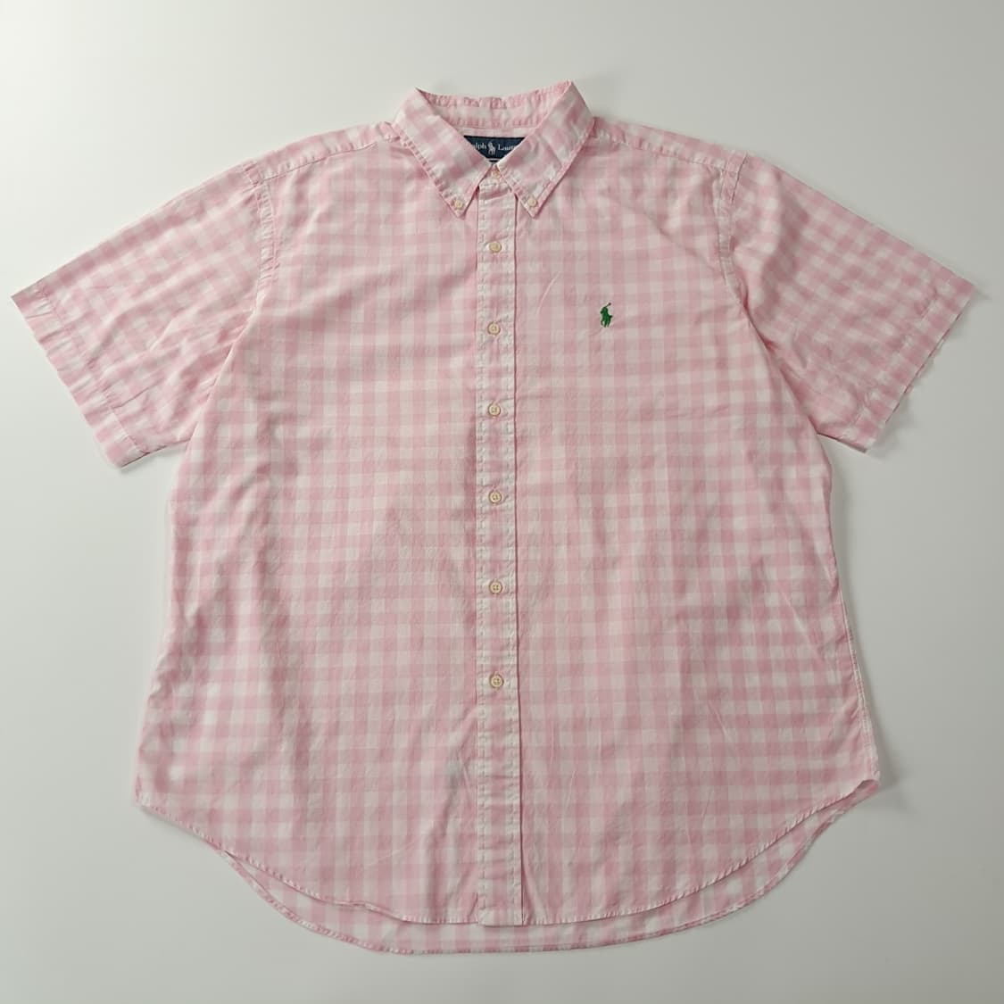 CK259 XL 폴로 00s 깅엄 체크 핑크 반팔셔츠 남방 상품이미지1